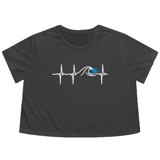 Heart Beat Surfing Flowy Cropped Tees