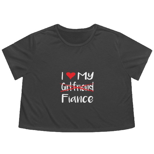 I Heart My Fiance funny lover Valentine's Day Gift Flowy Cropped Tees
