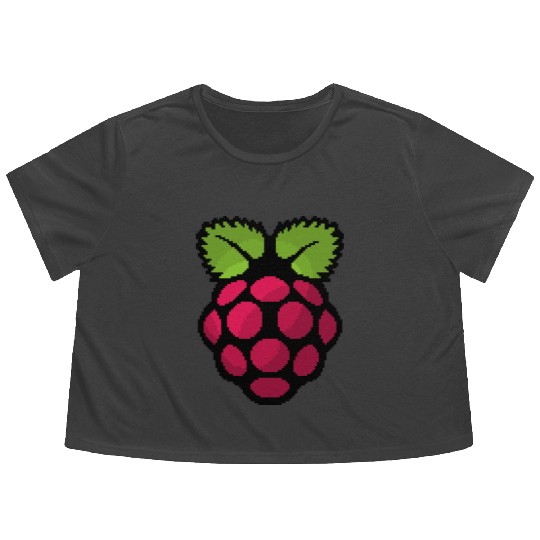 Raspberry Pi Pixel Logo Flowy Cropped Tees