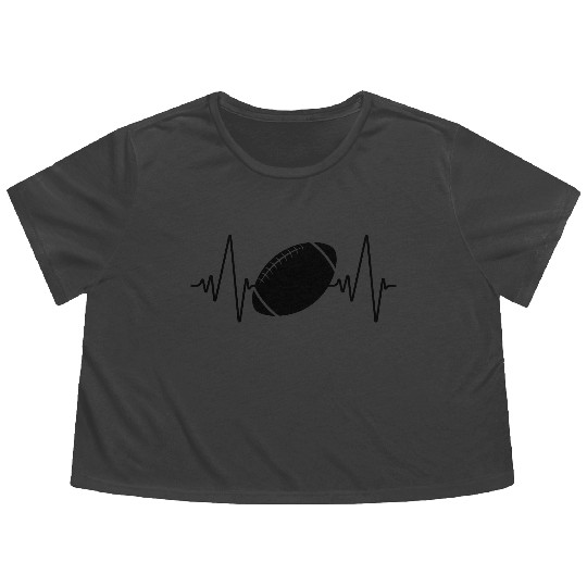 Heartbeat American Football | Black Flowy Cropped Tees