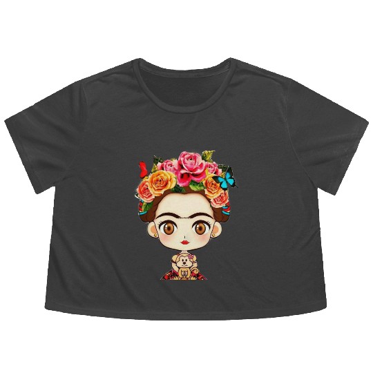 FRIDA KAHLO woman Flowy Cropped Tees