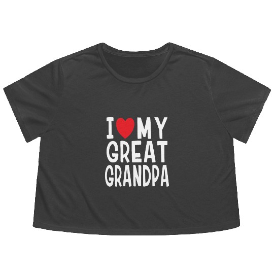 I Love My Great Grandpa Family Love Heart Gift Flowy Cropped Tees
