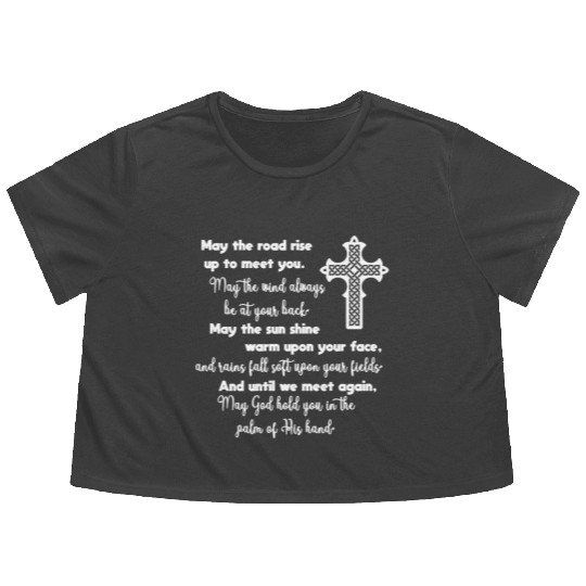 Irish Blessing with Celtic Knot Cross Flowy Cropped Tees
