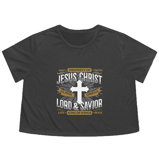 way property of truth jesus christ alpha omega lor Flowy Cropped Tees