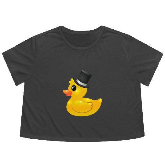 Yellow rubber Duck with topper - Like a sir Flowy Cropped Tees