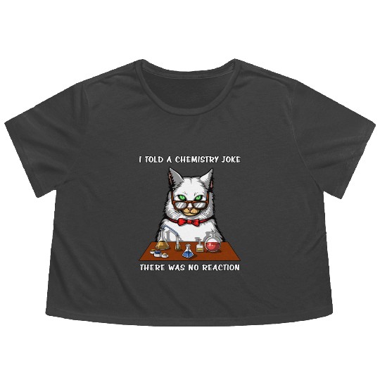 Cat Chemistry Reaction Funny Joke Flowy Cropped Tees