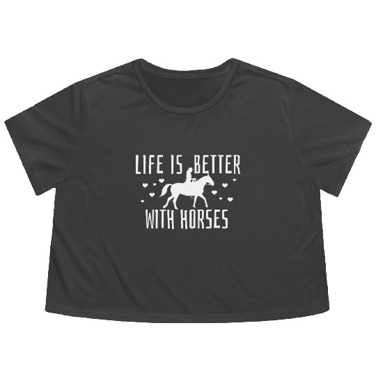 Horseback Horse Equestrian Flowy Cropped Tees
