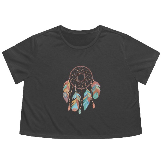 Dream Catcher Native American Retro Dreamcatcher Flowy Cropped Tees