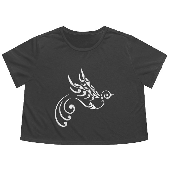 Maori Tattoo Bird Freedom white Flowy Cropped Tees
