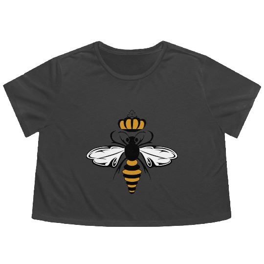 Queen Bee with Crown Motif Flowy Cropped Tees