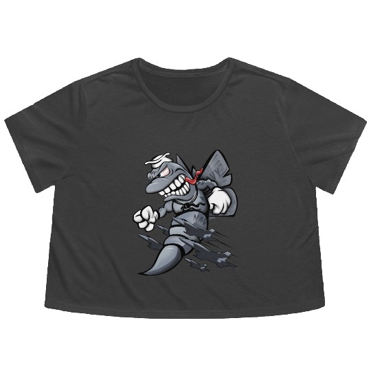 F/A-18 Hornet Fighter Attack Military Jet Cartoon Flowy Cropped Tees