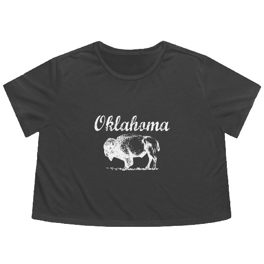 Oklahoma Buffalo Tribal Native American Country Ok Flowy Cropped Tees