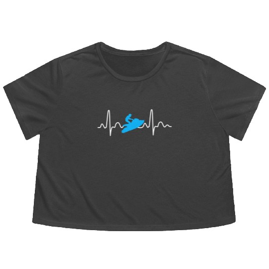 Jet Ski Heartbeat Athletic Beach Summer Sports Flowy Cropped Tees