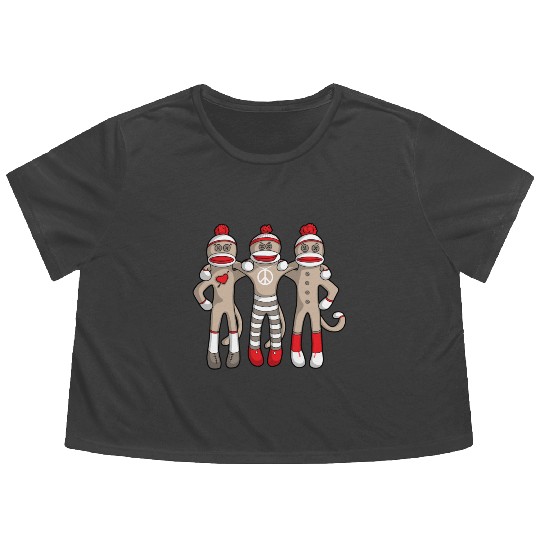 Sock Monkey Buddies Flowy Cropped Tees