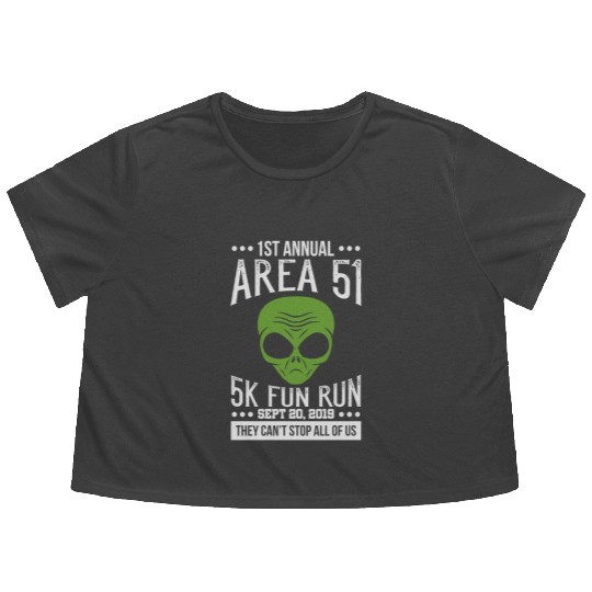Area 51 Alien Fun run Flowy Cropped Tees