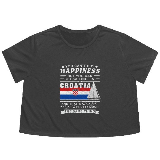 Croatia sailing, sailing ship Mediterranean gift Flowy Cropped Tees