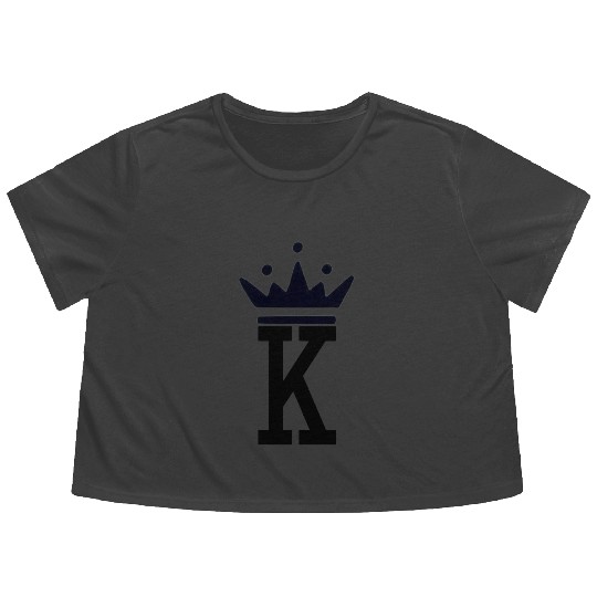 K and Crown Black King Flowy Cropped Tees