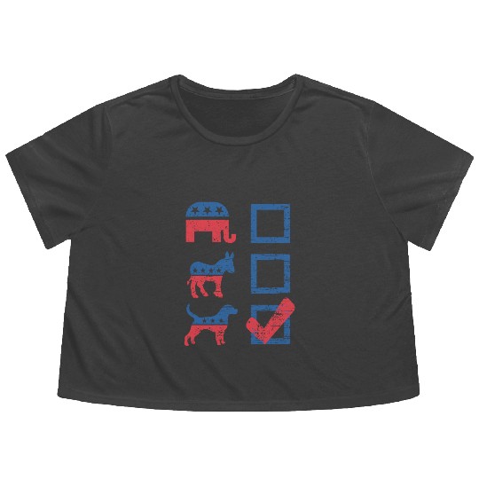 Election Ballot USA Flag Elephant Donkey Dog Gifts Flowy Cropped Tees
