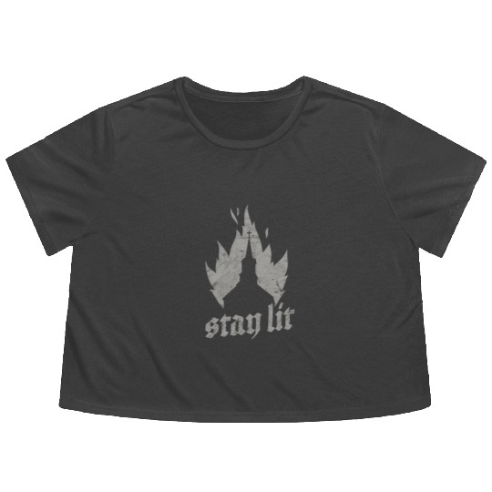 Occult Burning Church - Unholy Satanic Devil Flowy Cropped Tees