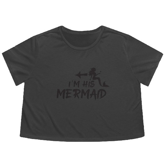 I'm his mermaid with matching I'm her Captain Flowy Cropped Tees