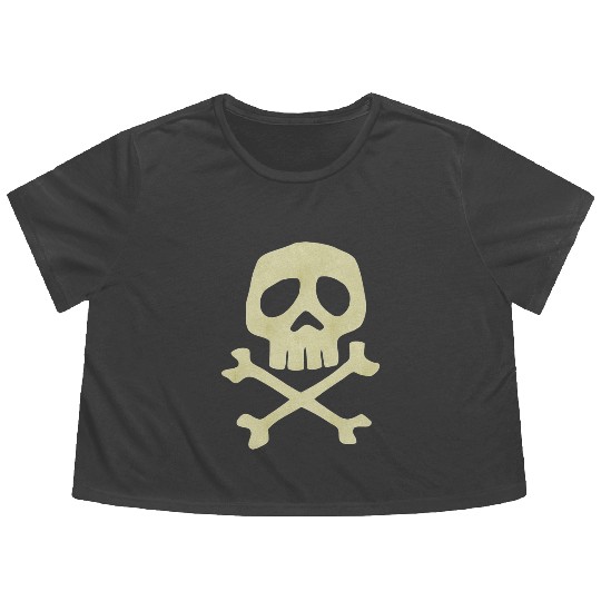 Misfits Style Captain Harlock Skull Crossbones Flowy Cropped Tees