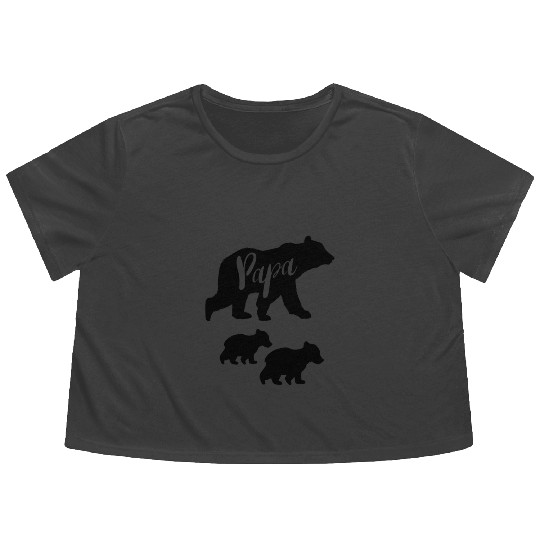 Papa Bear Flowy Cropped Tees with Two Cubs