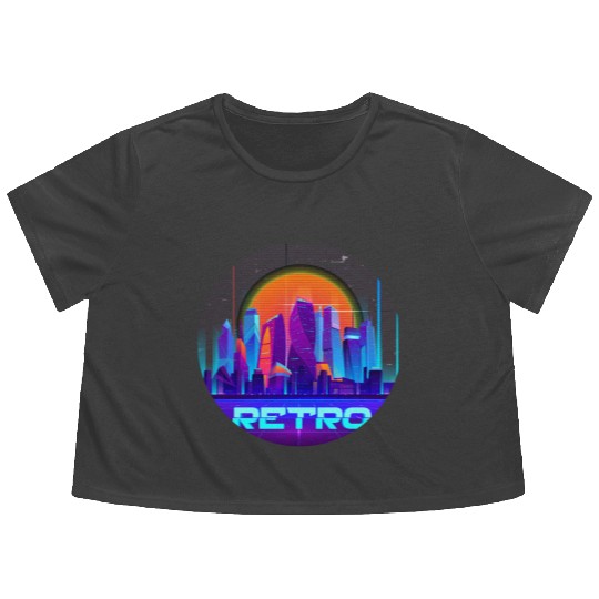 Synthwave Space: Retrowave Flowy Cropped Tees