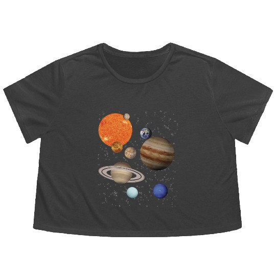 realistic Solar System planet Outer Space Explorer Flowy Cropped Tees