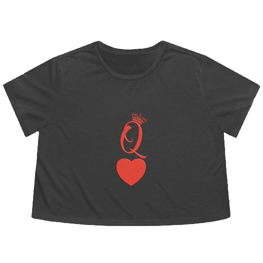 queen heart crown queen of hearts playing card Flowy Cropped Tees