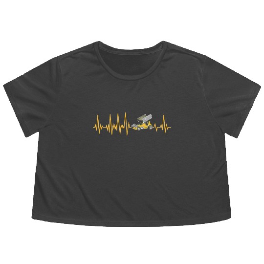 Sprint Car Racing Heartbeat Pulse Flowy Cropped Tees
