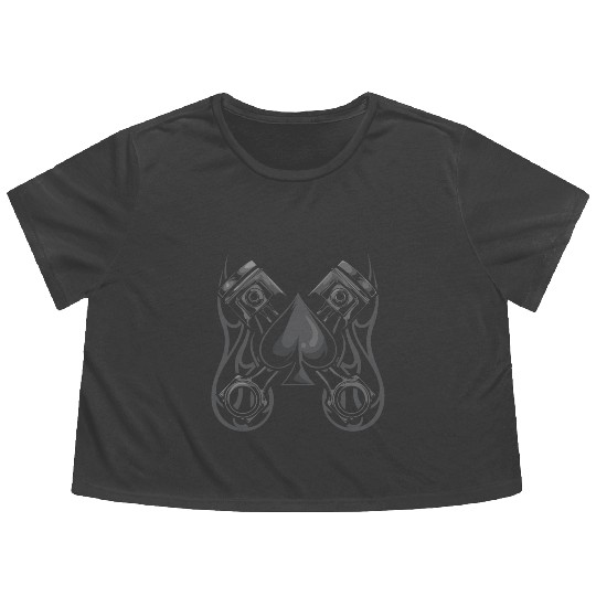 Poker and Hotrod - Cool Poker Art Hot Rod Flowy Cropped Tees
