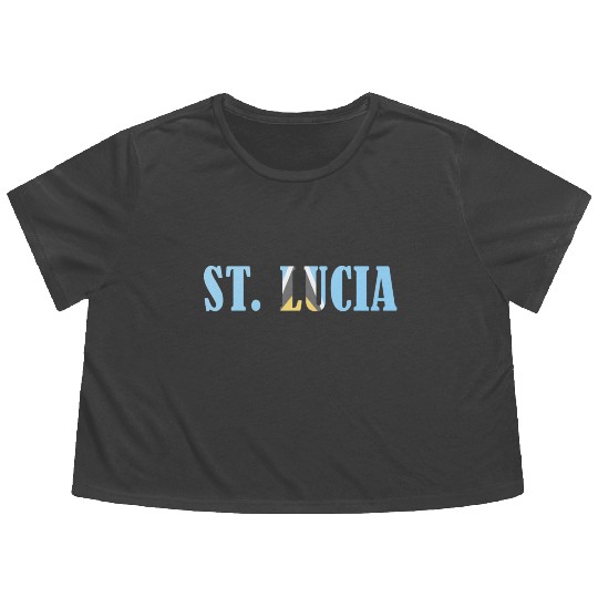 St Lucia flag Flowy Cropped Tees