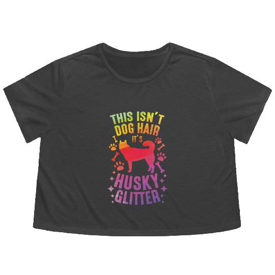 Siberian Husky Dog Wolf Funny huskies Dog Hair Flowy Cropped Tees