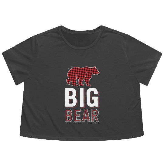 Big Bear Kids Red Buffalo Plaid Matching Family Flowy Cropped Tees