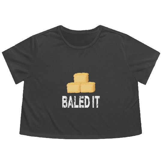 farmer hay bale hay agriculture baler baled it Flowy Cropped Tees