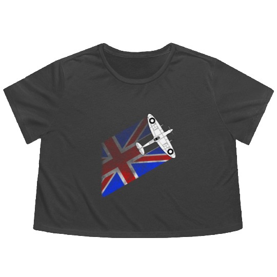 Spitfire UK Flag Mk.1 RAF British WWII Flowy Cropped Tees
