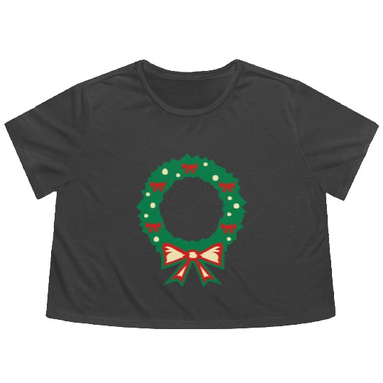 christmas wreath Flowy Cropped Tees