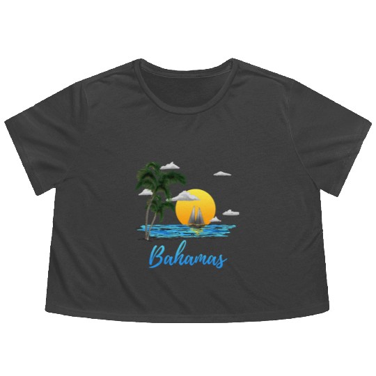 Bahamas Vacation Sailing Flowy Cropped Tees