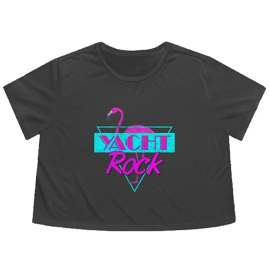Yacht Rock Retro Flamingo Flowy Cropped Tees