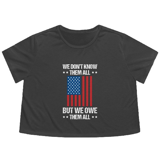 Memorial Day Veterans Day USA U.S. Army America Mi Flowy Cropped Tees