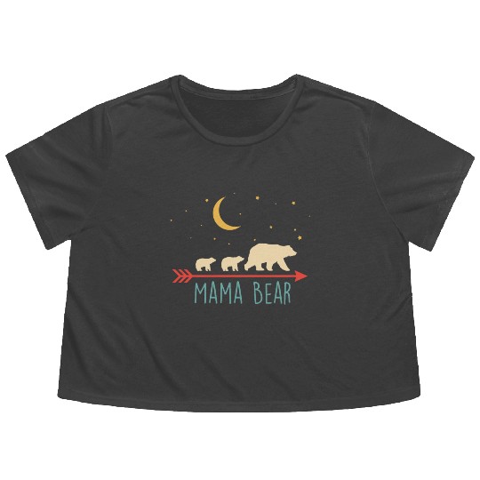 Mama Bear with 2 Cubs Retro Mother's Day Flowy Cropped Tees