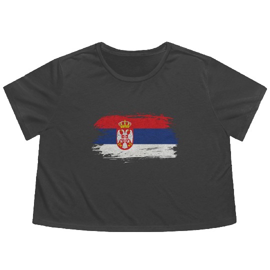 Serbia Vintage Flag Flowy Cropped Tees