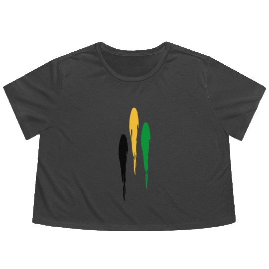 Jamaica Black, Green and Gold Flowy Cropped Tees