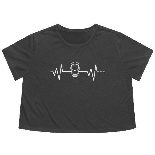 Heartbeat Ironman Iron Man Mask Suit Tony Stark Flowy Cropped Tees