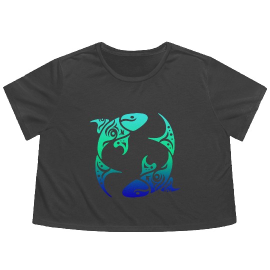 T Tattoo Pisces Horoscope Gift Idea Flowy Cropped Tees