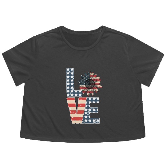Love 4th Of July Flowy Cropped Tees