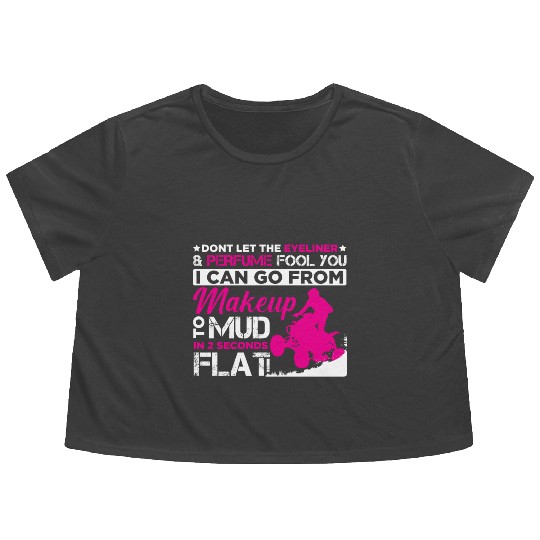 ATV Girl Makeup Offroad vehicles Quad Bike Driver Flowy Cropped Tees