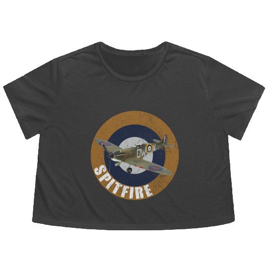 Famous WW2 Planes Supermarine Spitfire Flowy Cropped Tees