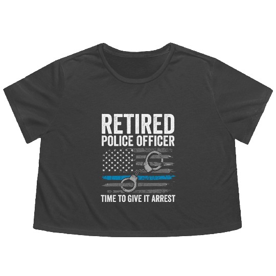 Police Retirement Flowy Cropped Tees Retired Police Officer