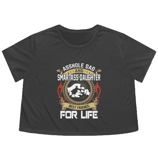 asshole dad and smartass daughter Flowy Cropped Tees